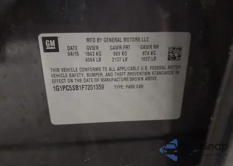 2015 Chevrolet Cruze 1Lt Auto from USA, damaged, VIN 1G1PC5SB1F7251359